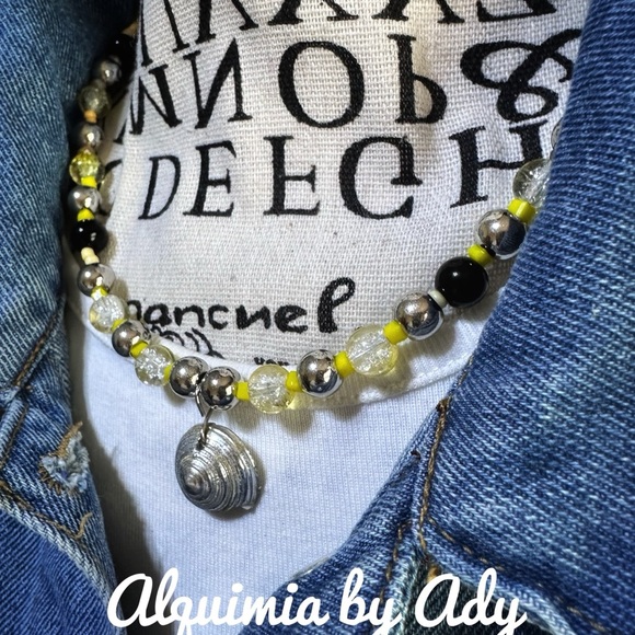 Alquimia Silver and Yellow shell citrine onyx Pendant Necklace - Picture 3 of 3